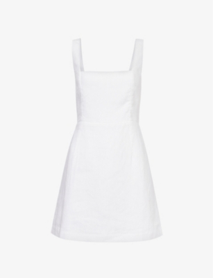 Shop Posse Womens Ivory Skyla Square-neck Linen Mini Dress