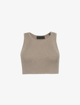 FEAR OF GOD ESSENTIALS: Cropped rib-knitted tank top