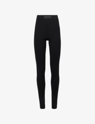 Shop Essentials Womens Black Rib-knitted Leggings