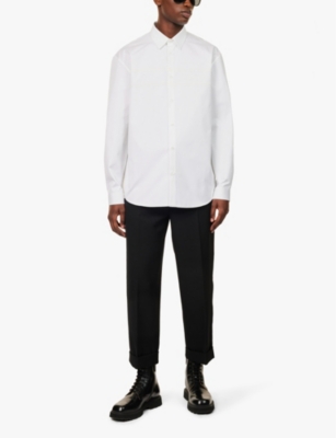 Gucci Mens White Brand-print Relaxed-fit Cotton Shirt In White