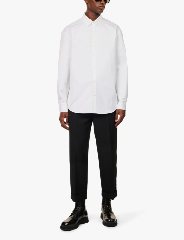 Brand-print relaxed-fit cotton shirt