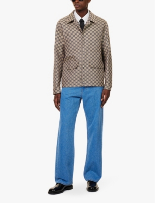 GUCCI: Monogram-print four-pockets regular-fit linen-blend jacket