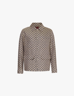 GUCCI: Monogram-print four-pockets regular-fit linen-blend jacket