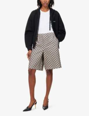 GUCCI: Monogram Drawstring Linen-Blend Shorts
