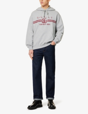 GUCCI: Gradient brand-print cotton-jersey hoody