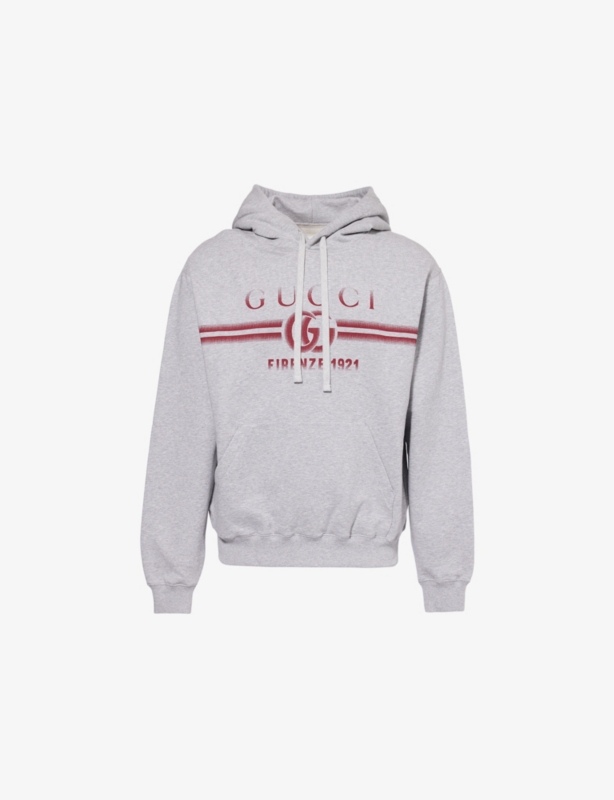 Gradient brand-print cotton-jersey hoody