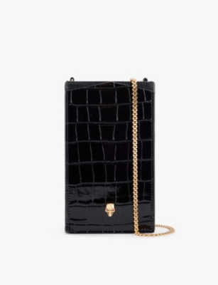 【関税込み】Skull Phone Case - Alexander Mcqueen - Leather - NEW $590 ALEXANDER MCQUEEN Red MINI SKULL Croc Embossed