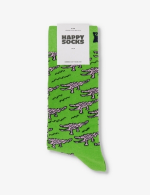 HAPPY SOCKS: Crocodile stretch-cotton-blend socks