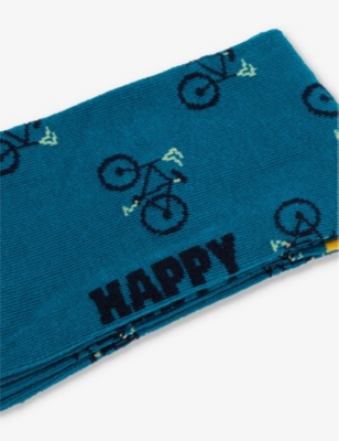 Happy Socks Mens Turquoise Bike Stretch-cotton-blend Socks In Turquoise