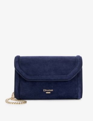 Shop Dune Women's Vy-fabric Bellini Logo-badge Faux-leather Clutch In Navy-fabric