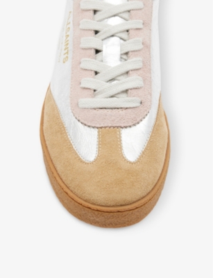Allsaints Thelma Leather Low Top Trainers In Silver/rose Pi