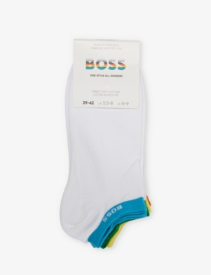 BOSS: Rainbow logo-print pack of five stretch-cotton blend socks