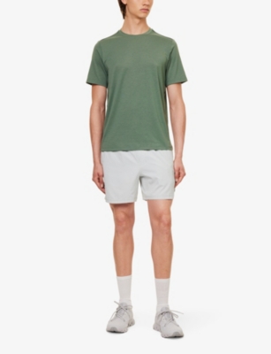 Shop Vuori Men's Sea Pine Current Tech Brand-patch Regular-fit Stretch-recycled-polyester T-shirt