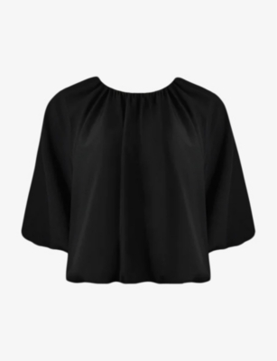 Shop Ro&zo Women's Black Parachute Bubble-hem Stretch-woven Top