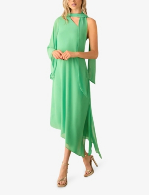 Ro&zo Oona One-shoulder Recycled-polyester Maxi Dress In Green