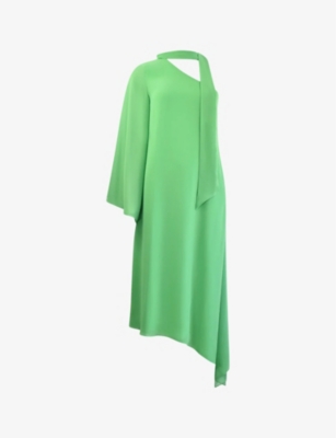Ro&zo Oona One-shoulder Recycled-polyester Maxi Dress In Green