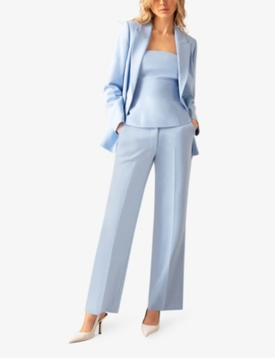 Ro&zo Peak-lapel Double-breasted Stretch Woven-blend Blazer In Blue