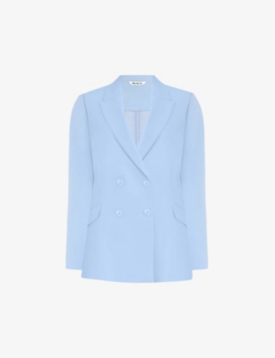 Ro&zo Peak-lapel Double-breasted Stretch Woven-blend Blazer In Blue