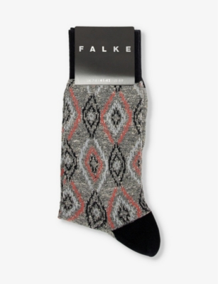 Shop Falke Men's Black Ikat Spell Graphic-pattern Knitted Socks