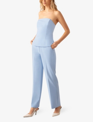 Ro&zo Bandeau Zip-fastening Stretch-crepe Top In Blue