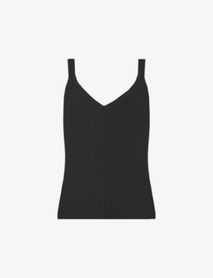Shop Ro&zo Women's Black V-neck Rib Knitted Vest Top