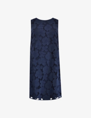 Ro&zo Floral-lace Shift Mini Dress In Blue