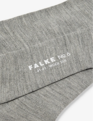 Shop Falke Men's Light Grey Melange No. 6 Logo-print Wool-blend Knitted Socks