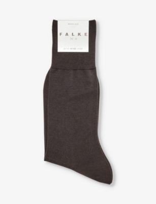 Falke Mens Brown No. 6 Logo-print Wool And Silk-blend Knitted Socks