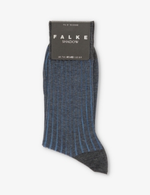 Shop Falke Mens Anthracite Mel. Shadow Logo-print Cotton-blend Knitted Socks