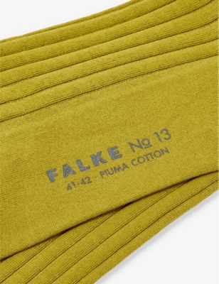 Shop Falke Mens Vegetal No. 13 Logo-print Cotton Blend Knitted Socks