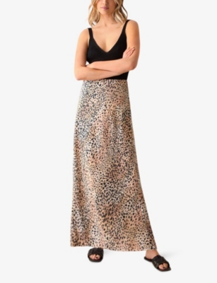 Shop Ro&zo Women'sleopard-print Split-hem Woven Midi Skirt In Multi