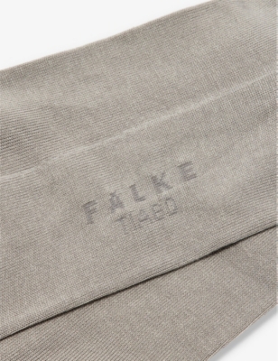 Shop Falke Mens  Tiago Logo-print Organic-cotton Blend Knitted Socks In Mouse Grey