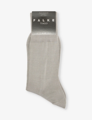 Falke Mens Mouse Grey Tiago Logo-print Organic-cotton Blend Knitted Socks
