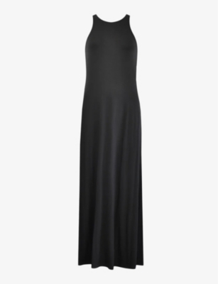 Shop Ro&zo Women's Black Round-neck Sleeveless Jersey Maxi Dress