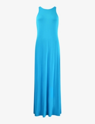 Shop Ro&zo Round-neck Sleeveless Jersey Maxi Dress In Blue