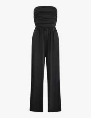 Ro&zo Bandeau Gathered Jersey Jumpsuit In Black