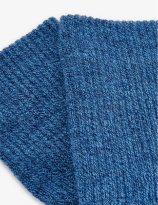 Shop Falke Men's Light Denim Walkie Light Logo-print Wool-blend Knitted Socks