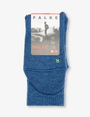 Falke Mens Light Denim Walkie Light Logo-print Wool-blend Knitted Socks