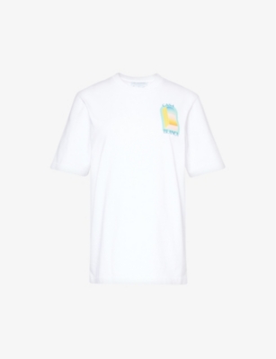 CASABLANCA: Graphic-print short-sleeve organic cotton-jersey T-shirt