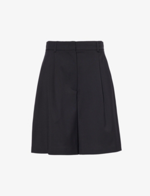 Weekend Max Mara Womens Black Wide-leg High-rise Wool Shorts