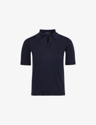 WEEKEND MAX MARA: V-neck short-sleeve silk and cotton-blend polo shirt