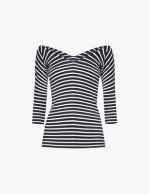WEEKEND MAX MARA: Striped V-neck knitted top
