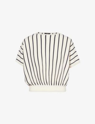 WEEKEND MAX MARA: Stripe-print short-sleeve woven-blend top