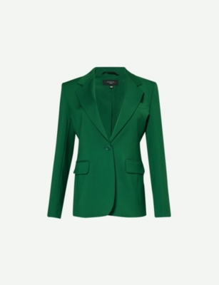 Weekend Max Mara Womens Green Single-breasted Peak-lapel Wool Blazer