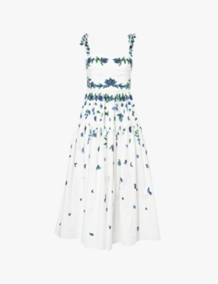 ERDEM: Floral-pattern cotton midi dress