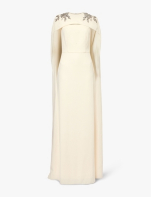 ERDEM: Cape-overlay woven gown