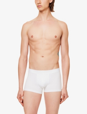 Sunspel Mens White Branded-waistband Mid-rise Pack Of Two Stretch-cotton Trunks In White