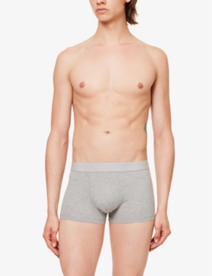 Branded-waistband mid-rise pack of two stretch-cotton trunks