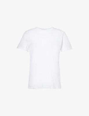 Shop Sunspel Men's White Cellular Crew-neck Short-sleeve Cotton T-shirt