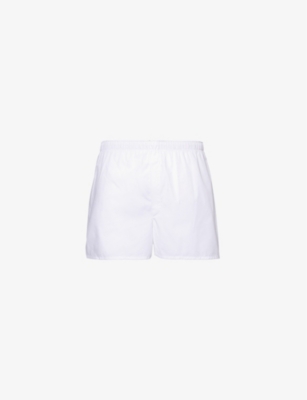 Shop Sunspel Men's White Classic Elasticated-waist Mid-rise Cotton Boxer Shorts